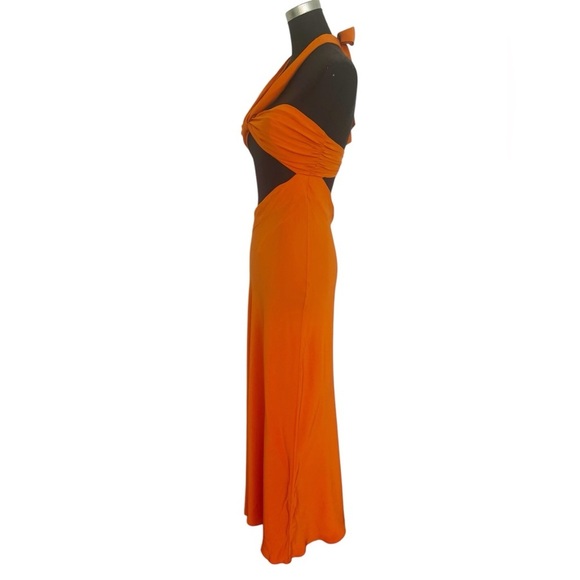 Reformation Vivi Maxi Silk Cut Out Dress in Citrus Orange Womens Size 4 - Picture 7 of 12